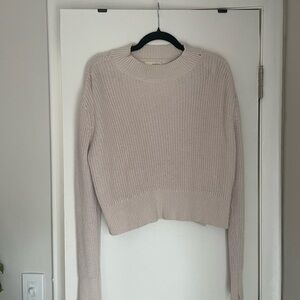 LA Hearts Cropped Soft Beige Crew Neck Sweater
